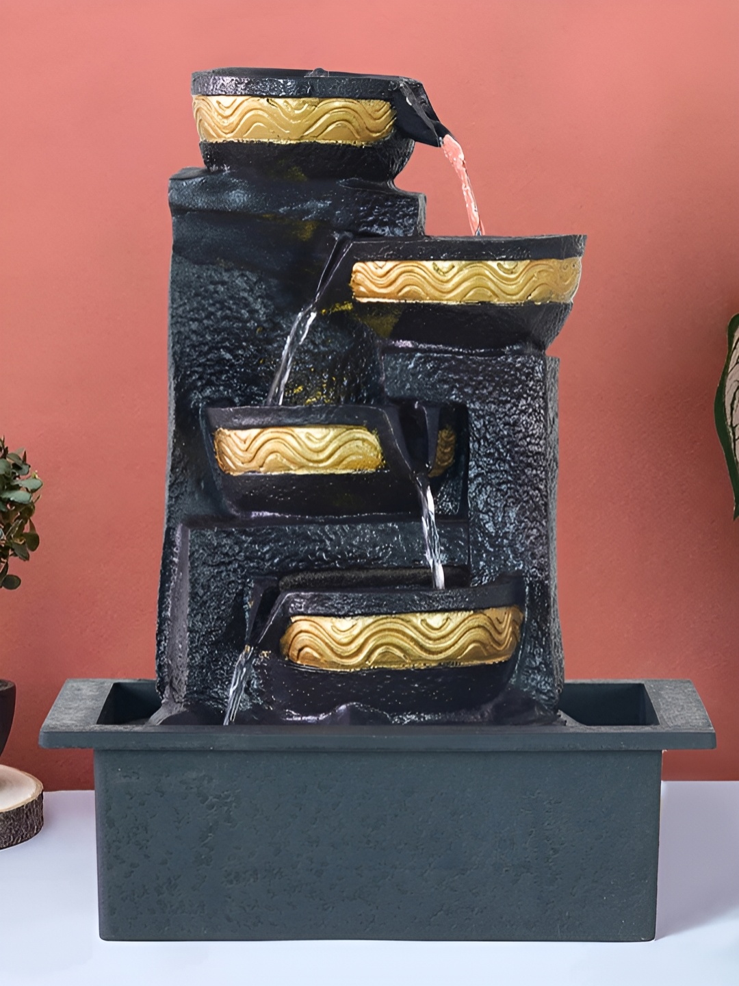 

Heritage India Brown 4-Tier Diya Design Waterfall Fountain