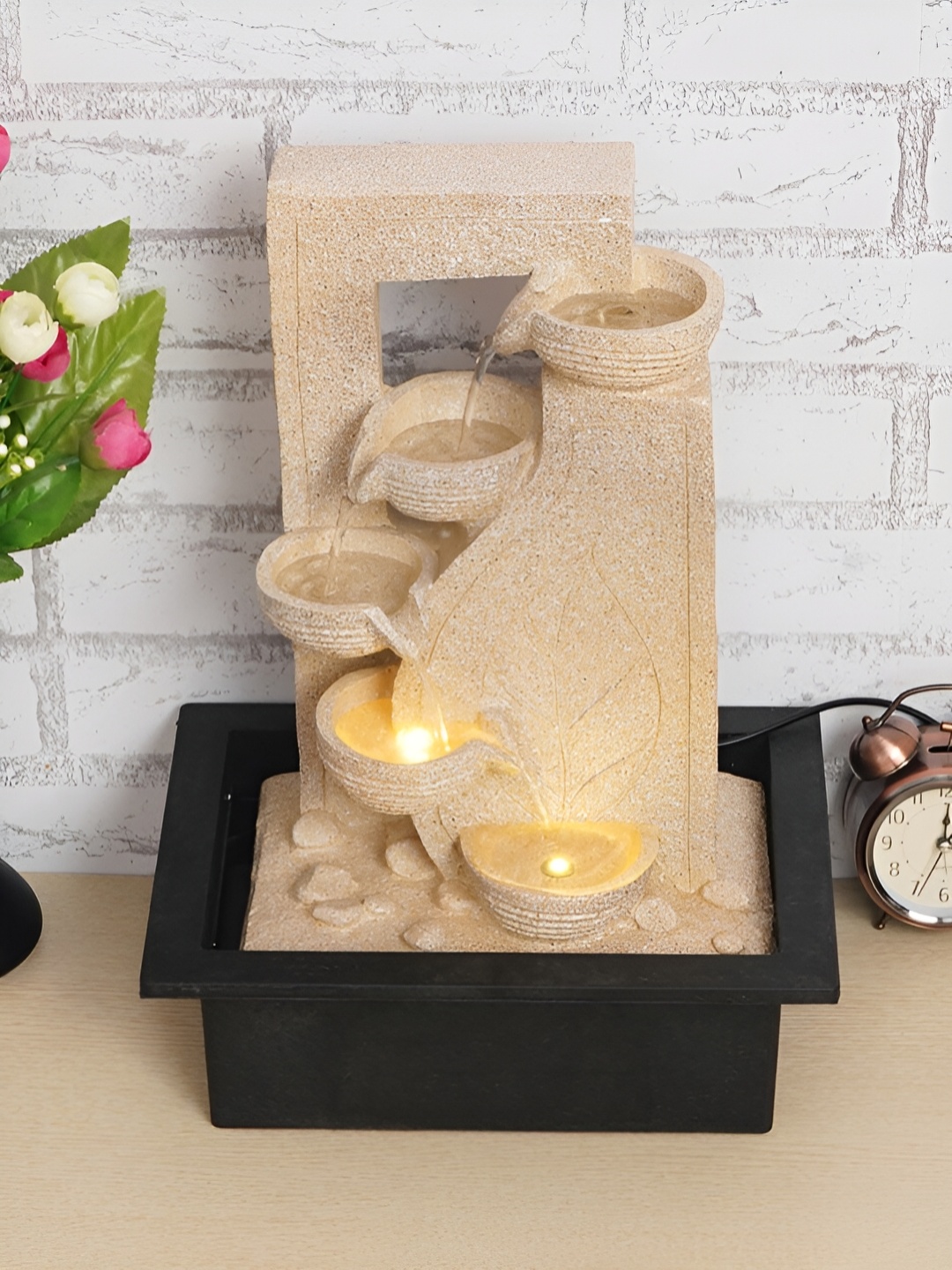 

Heritage India Cream 5-Tier Diya Design Waterfall Fountains