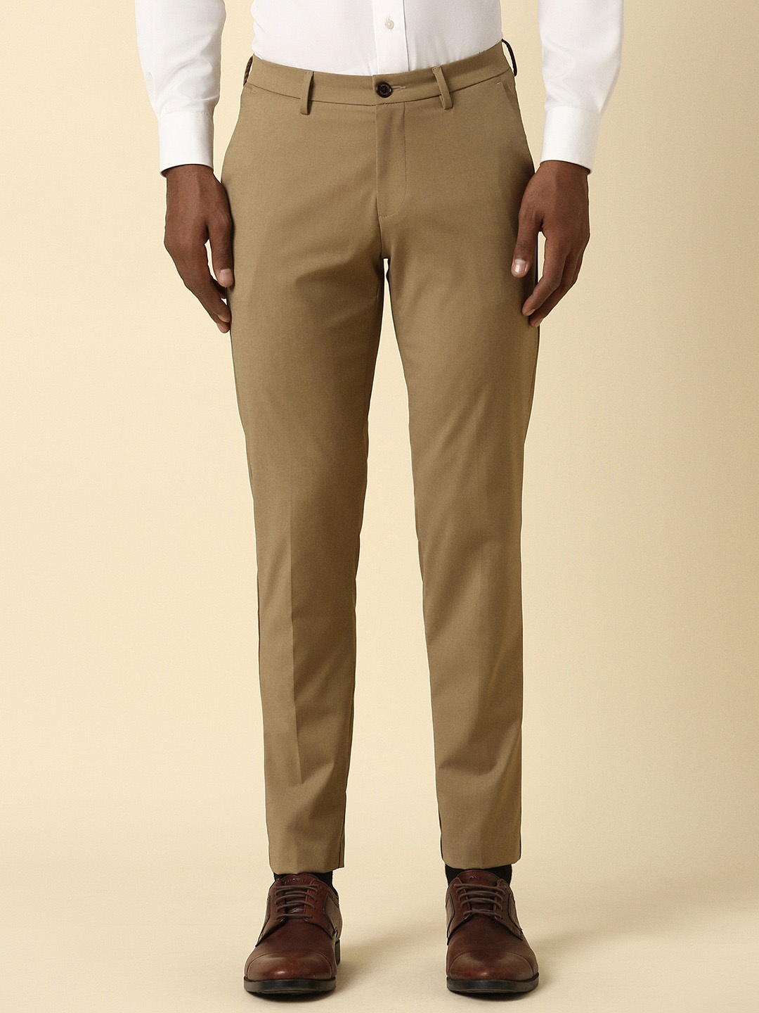 

Allen Solly Men Slim Fit Mid-Rise Formal Trouser, Khaki
