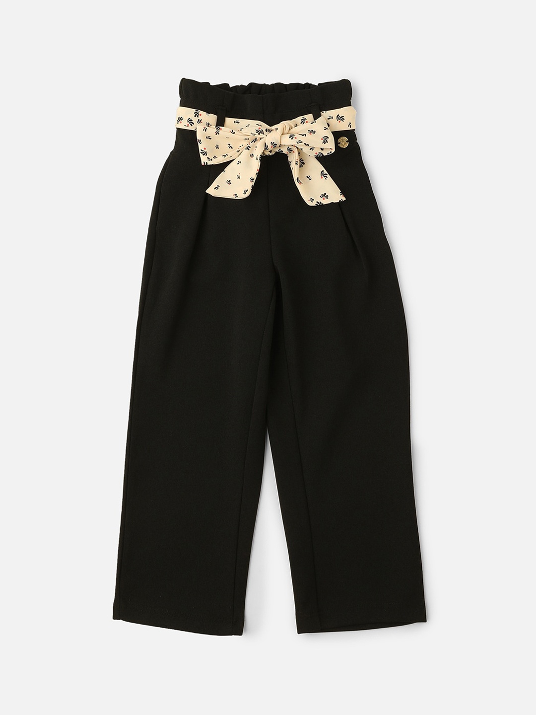 

Allen Solly Junior Girls Mid-Rise Pleated Pure Cotton Trousers, Black