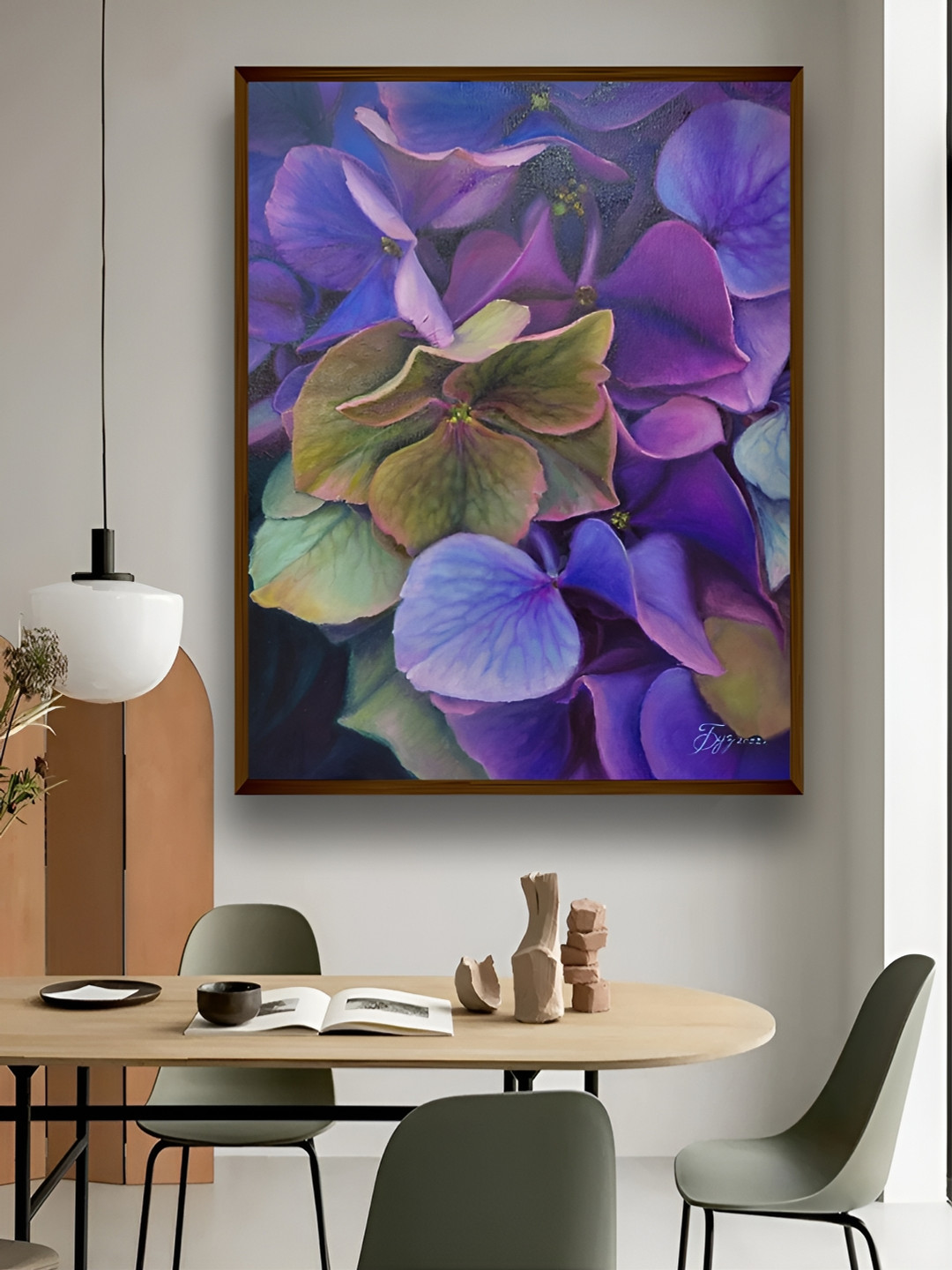 

Artsense Purple & Green Flowers Framed Canvas Painting Wall Art