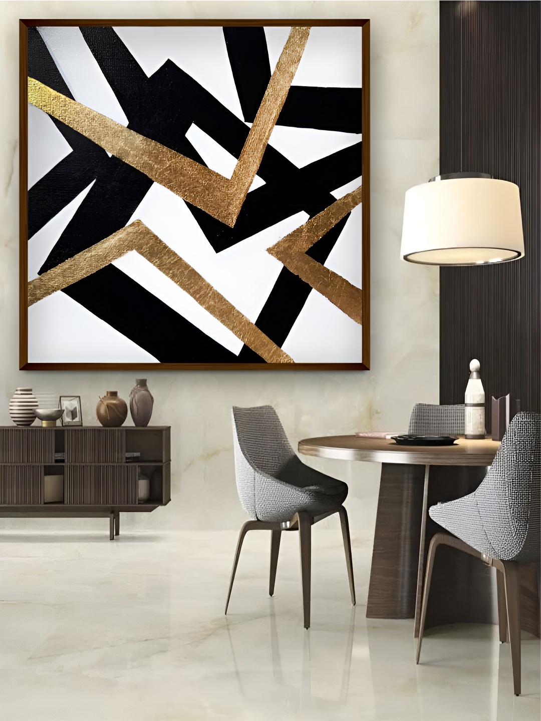 

Artsense Black &Gold Tone Canvas Abstract Wall Paintings