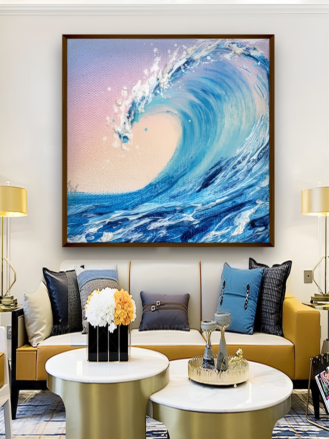 

Artsense Blue & White Ocean Waves Abstract Canvas Painting Wall Art