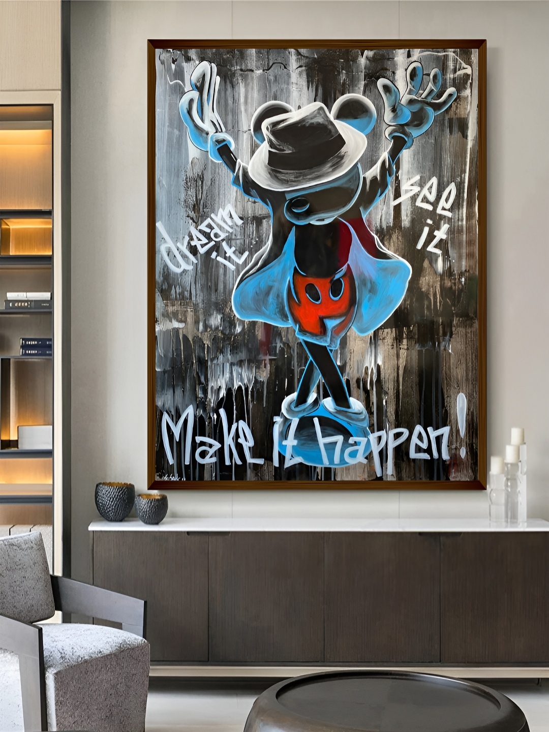 

Artsense Black & Blue Cartoon Pop Art Canvas Painting Wall Art