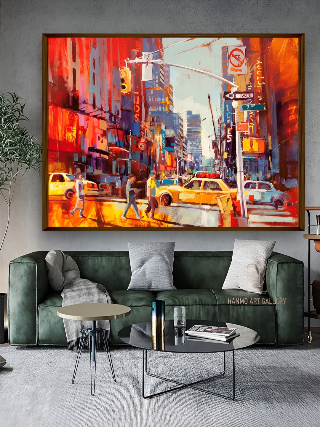 

Artsense Red & Blue Old New York Framed Canvas Painting Wall Art