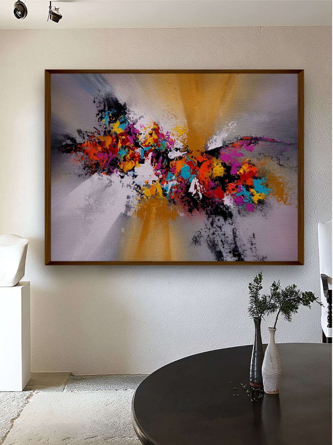

Artsense Splatter Grey & Yellow Canvas Abstract Painting Wall Art