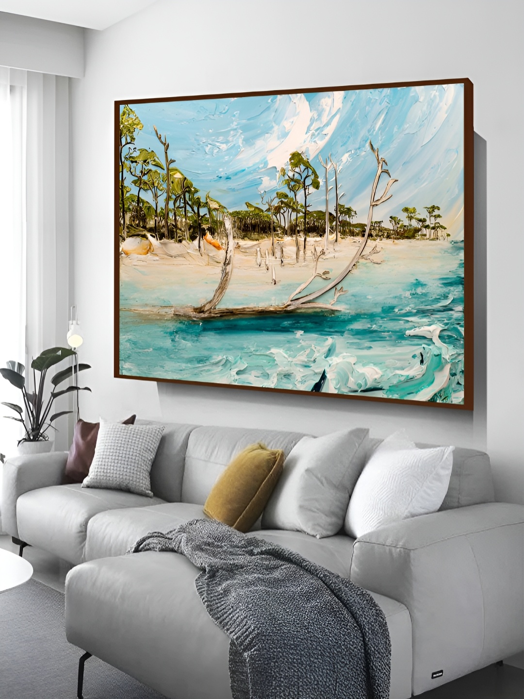 

Artsense Blue & Beige Abstract Painting Canvas Wall Art
