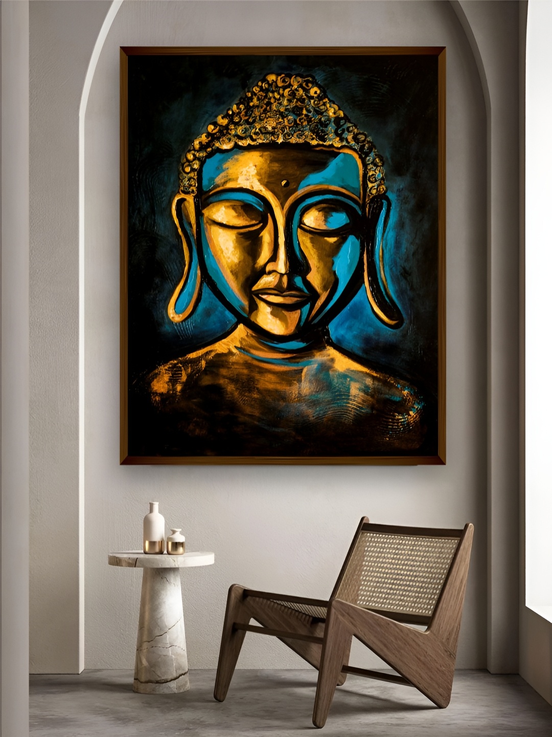 

Artsense Gold Toned & Teal Lord Buddha Painting Wall Art