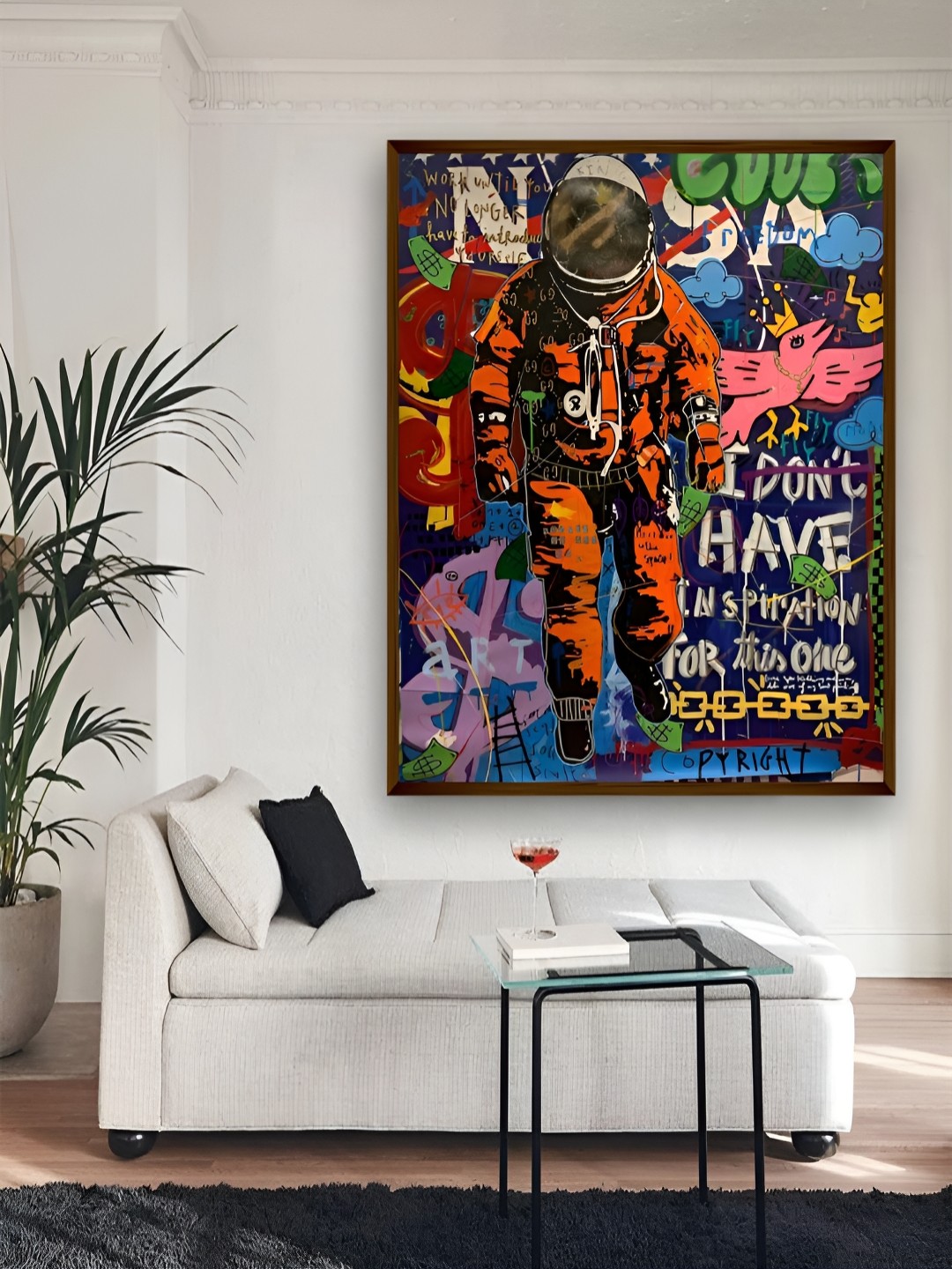 

Artsense Orange & Blue Astronaut Framed Canvas Painting Wall Art