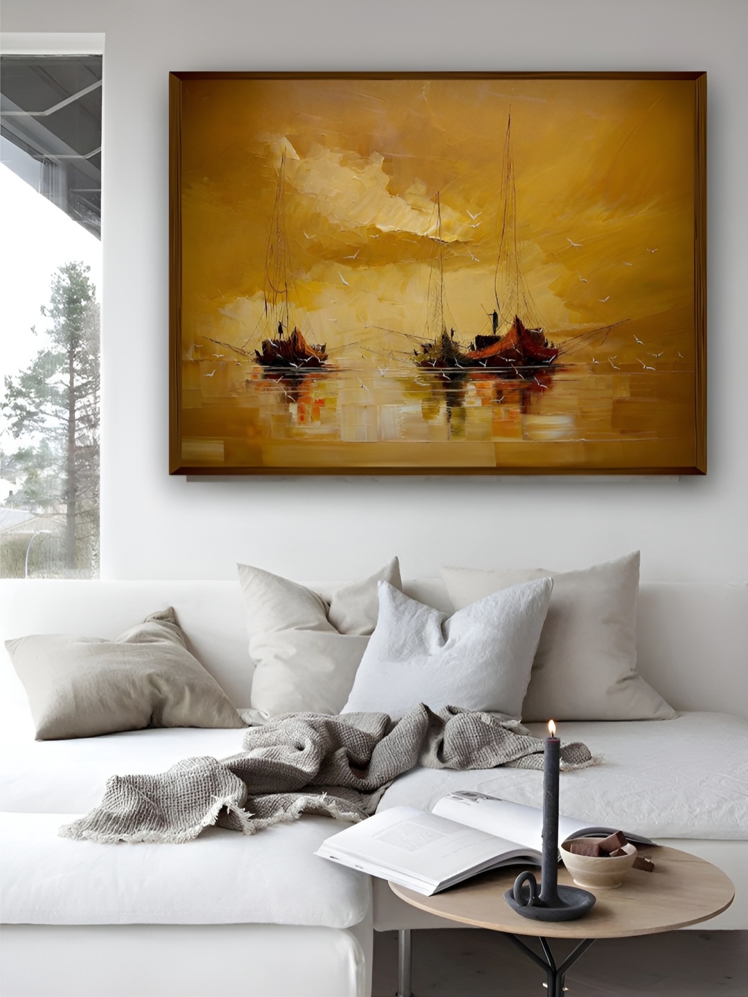 

Artsense Beige & Black Abstract Framed Canvas Painting Wall Art