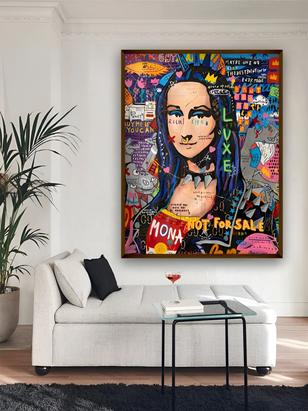 

Artsense Beige & Blue Pop Street Framed Canvas Painting Wall Art