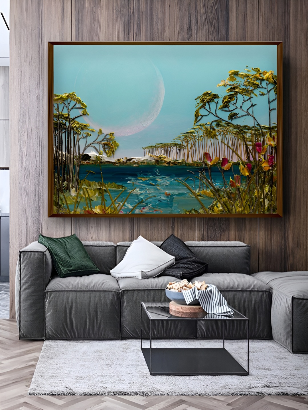 

Artsense Blue & Green Seascape Framed Canvas Painting Wall Art