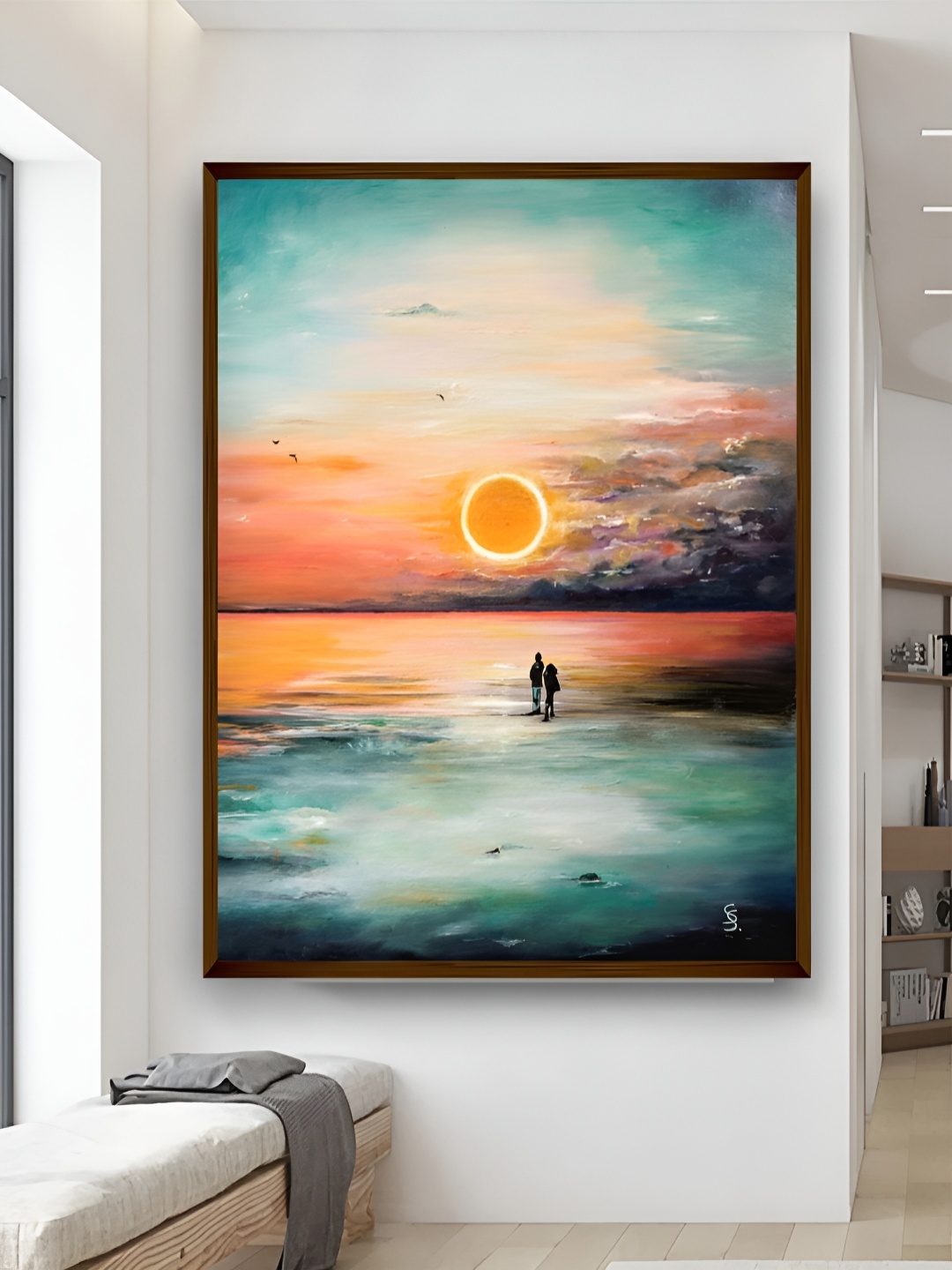 

Artsense Sea Green & Orange Nature Framed Canvas Painting Wall Art
