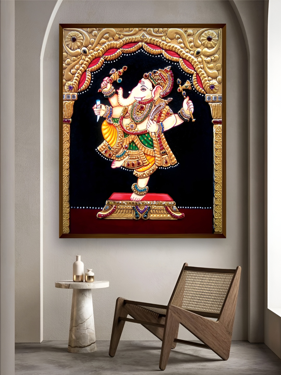 

Artsense Black & Golden Lord Ganesha Framed Canvas Painting Wall Art