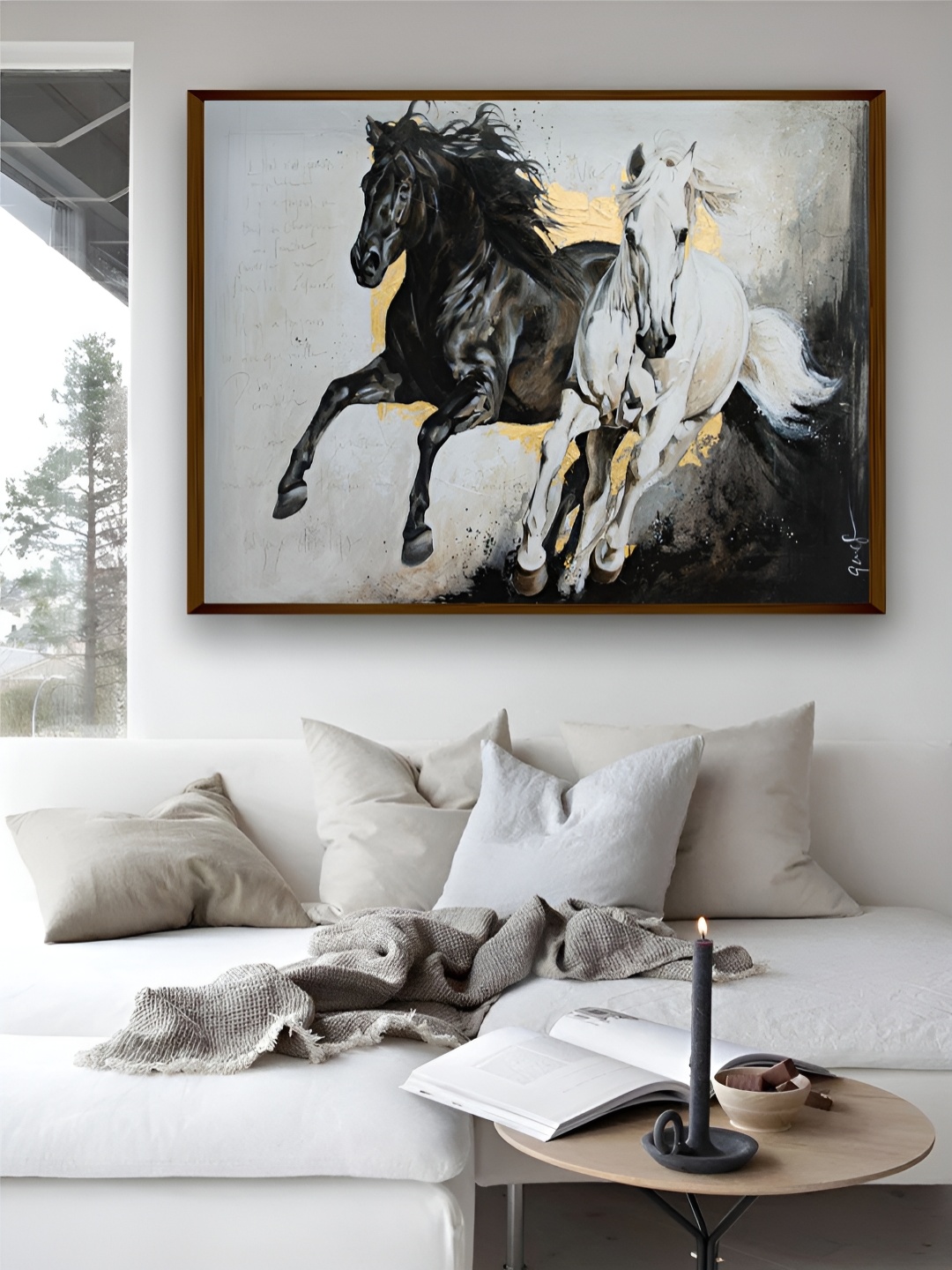 

Artsense Black and White Horse Canvas Painting Wall Art