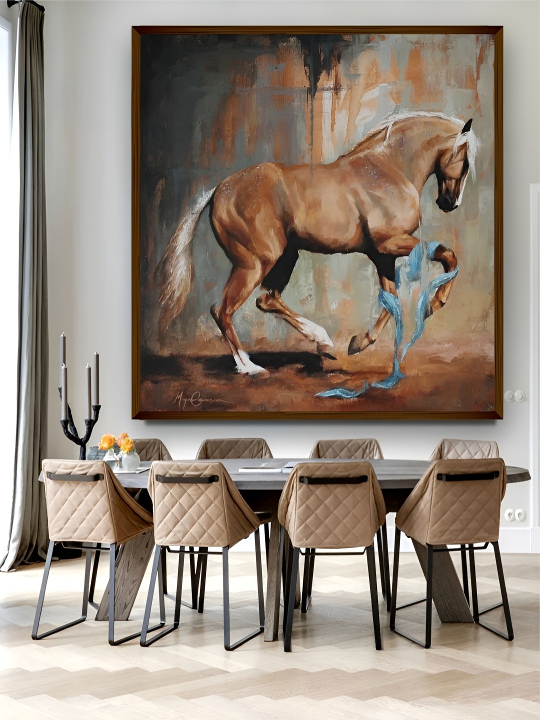 

Artsense Brown & Grey Horse Canvas Painting Wall Art