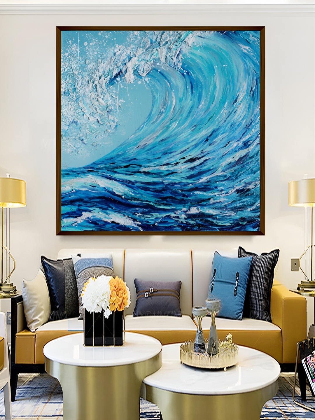 

Artsense Blue Ocean Waves Abstract Painting Canvas Wall Art