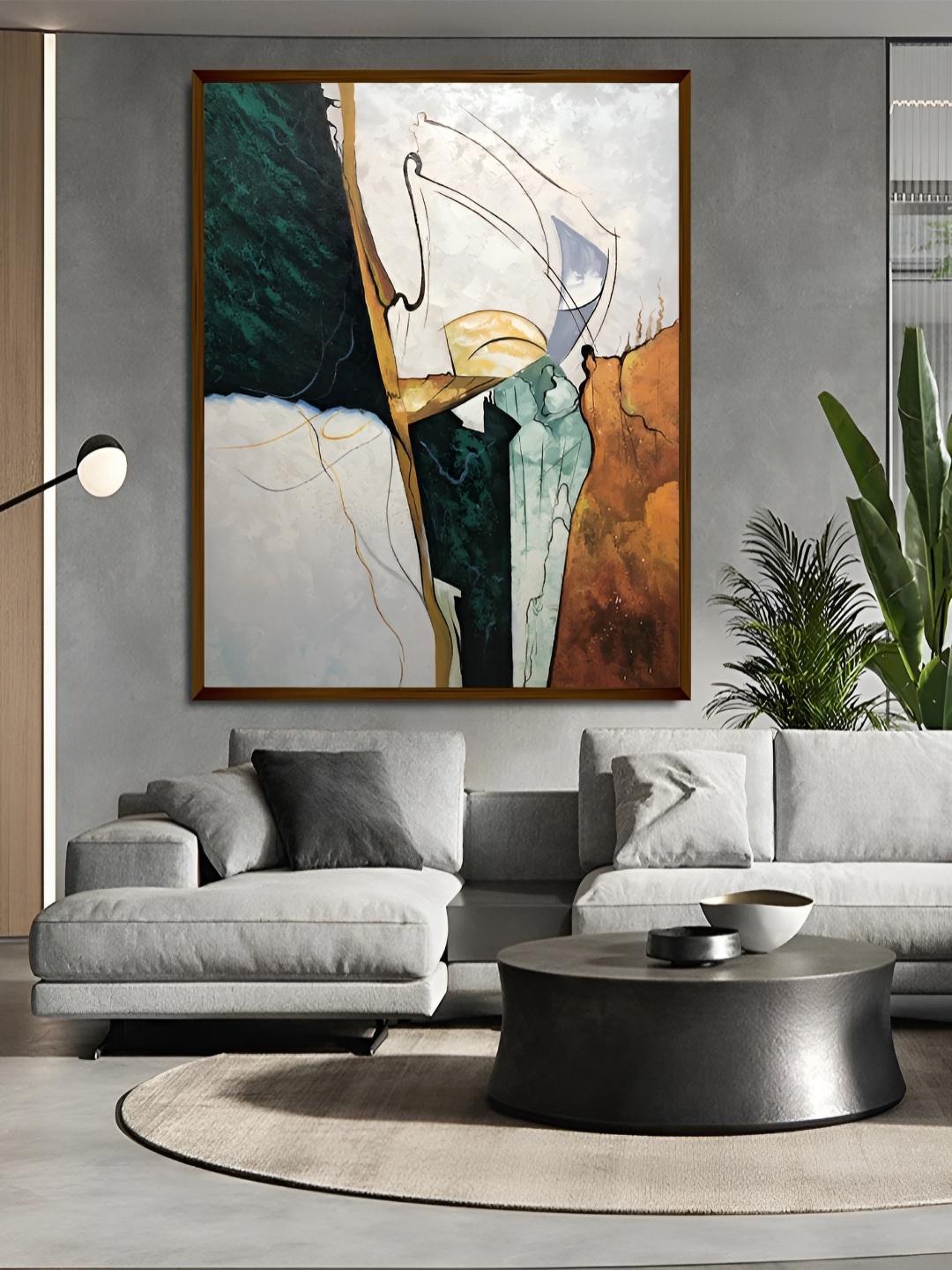 

Artsense White & Green Abstract Canvas Painting Wall Art