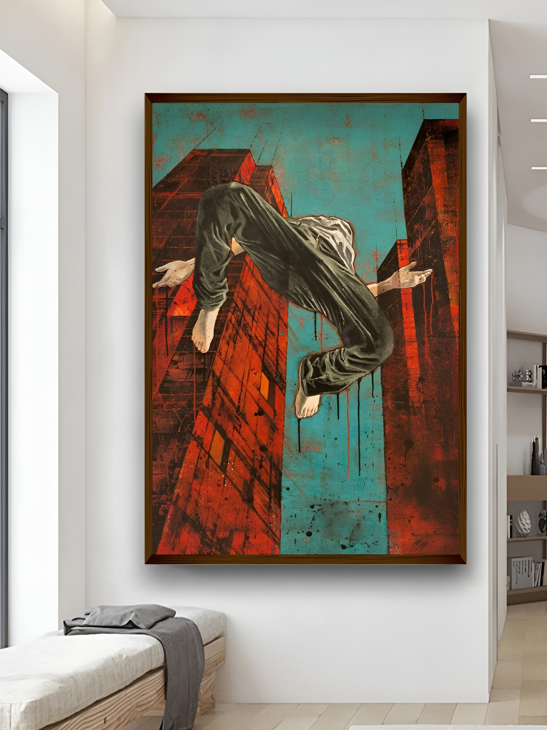 

Artsense Red & Blue Pop Street Art Framed Canvas Painting Wall Art