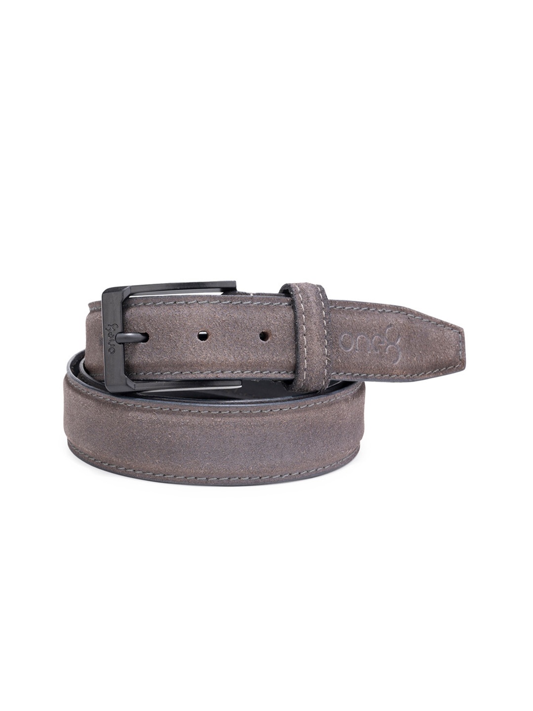 

One8 Men Leather Belt, Grey