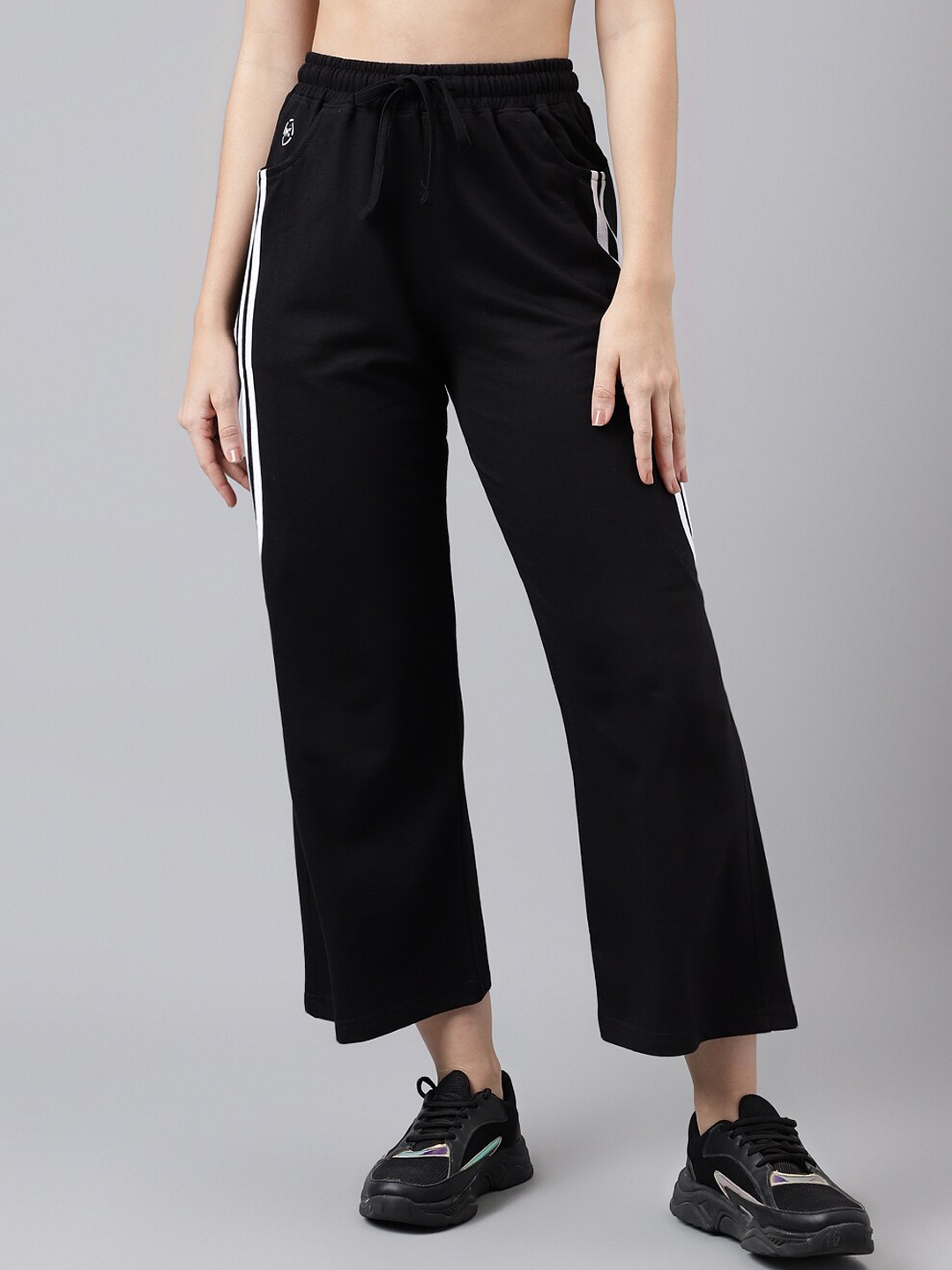 

MKH Women Mid-Rise Relaxed-Fit Dry Fit Track Pants, Black
