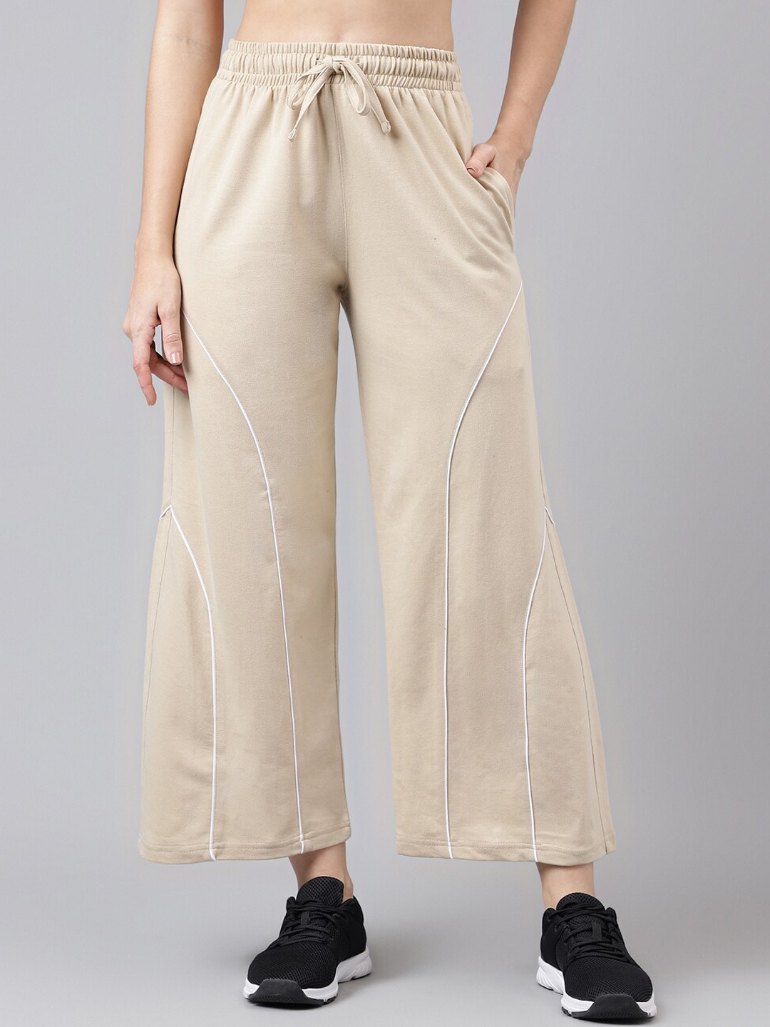 

MKH Women Mid-Rise Relaxed-Fit Dry Fit Track Pants, Beige