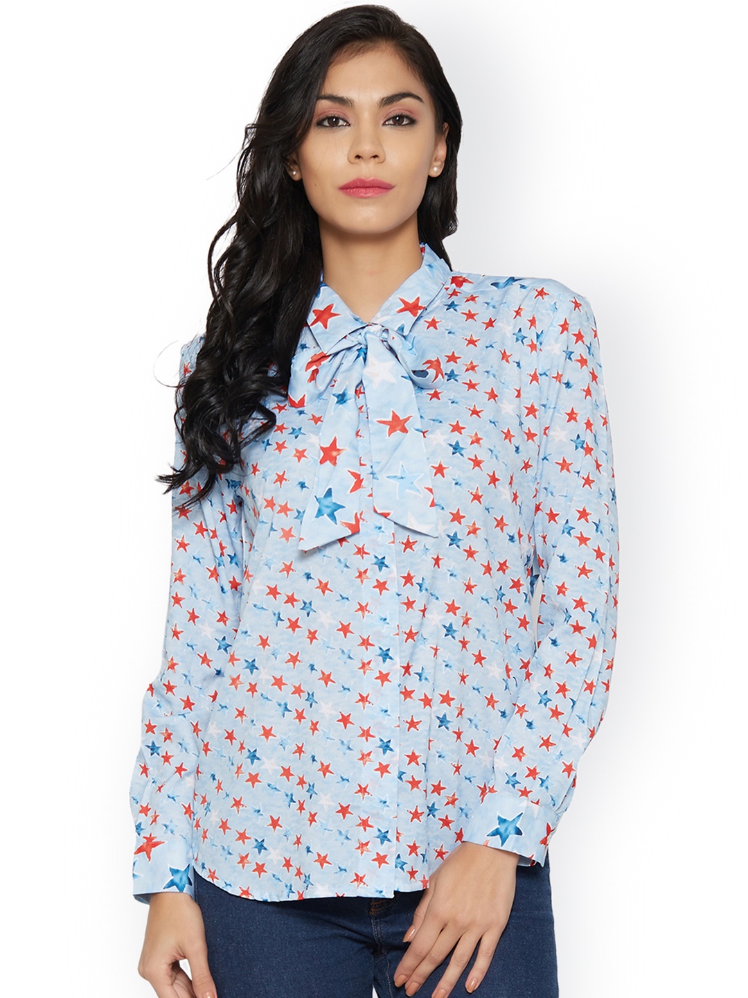 

Globus Women Blue & Red Regular Fit Printed Casual Shirt