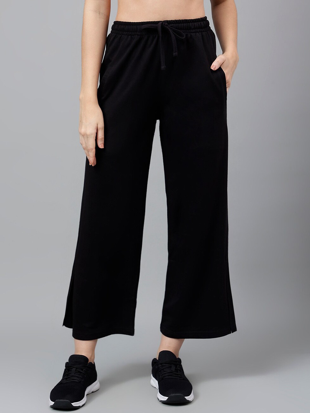 

MKH Women Mid-Rise Relaxed-Fit Dry Fit Track Pants, Black