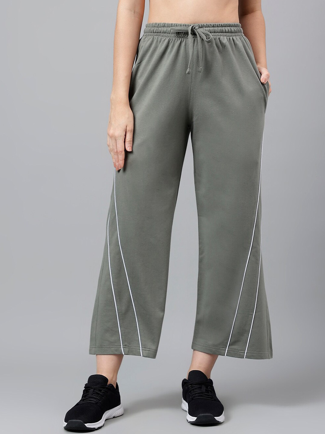 

MKH Women Mid-Rise Relaxed-Fit Track Pants, Green