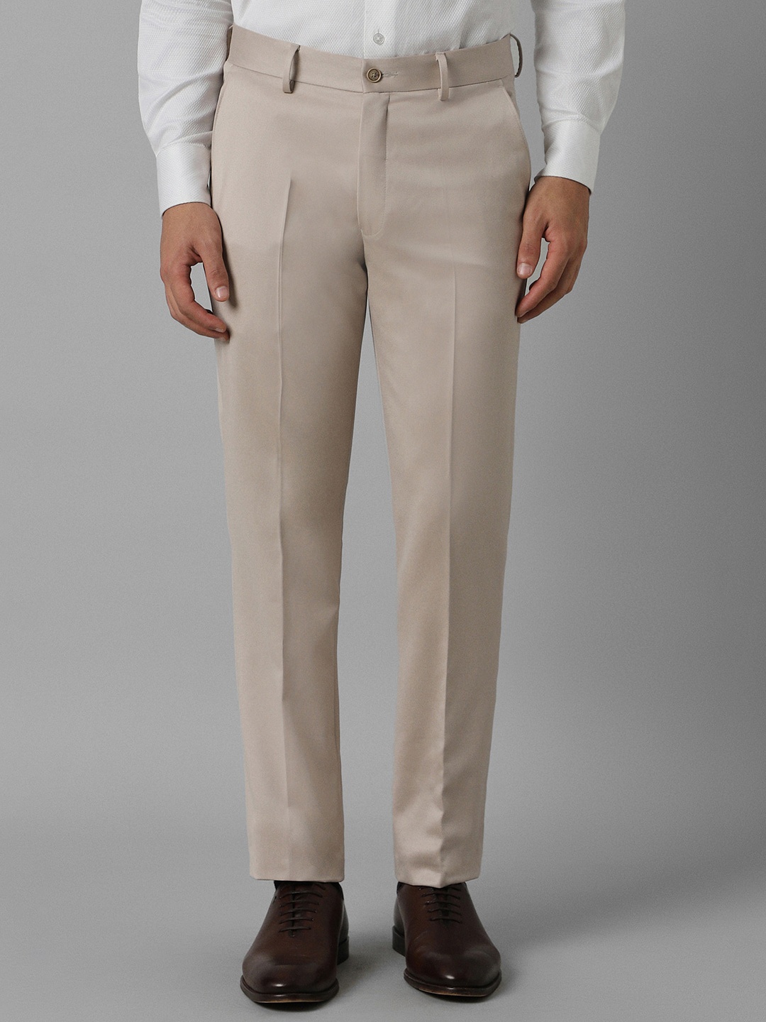 

Louis Philippe Men Slim Fit Formal Trousers, Beige