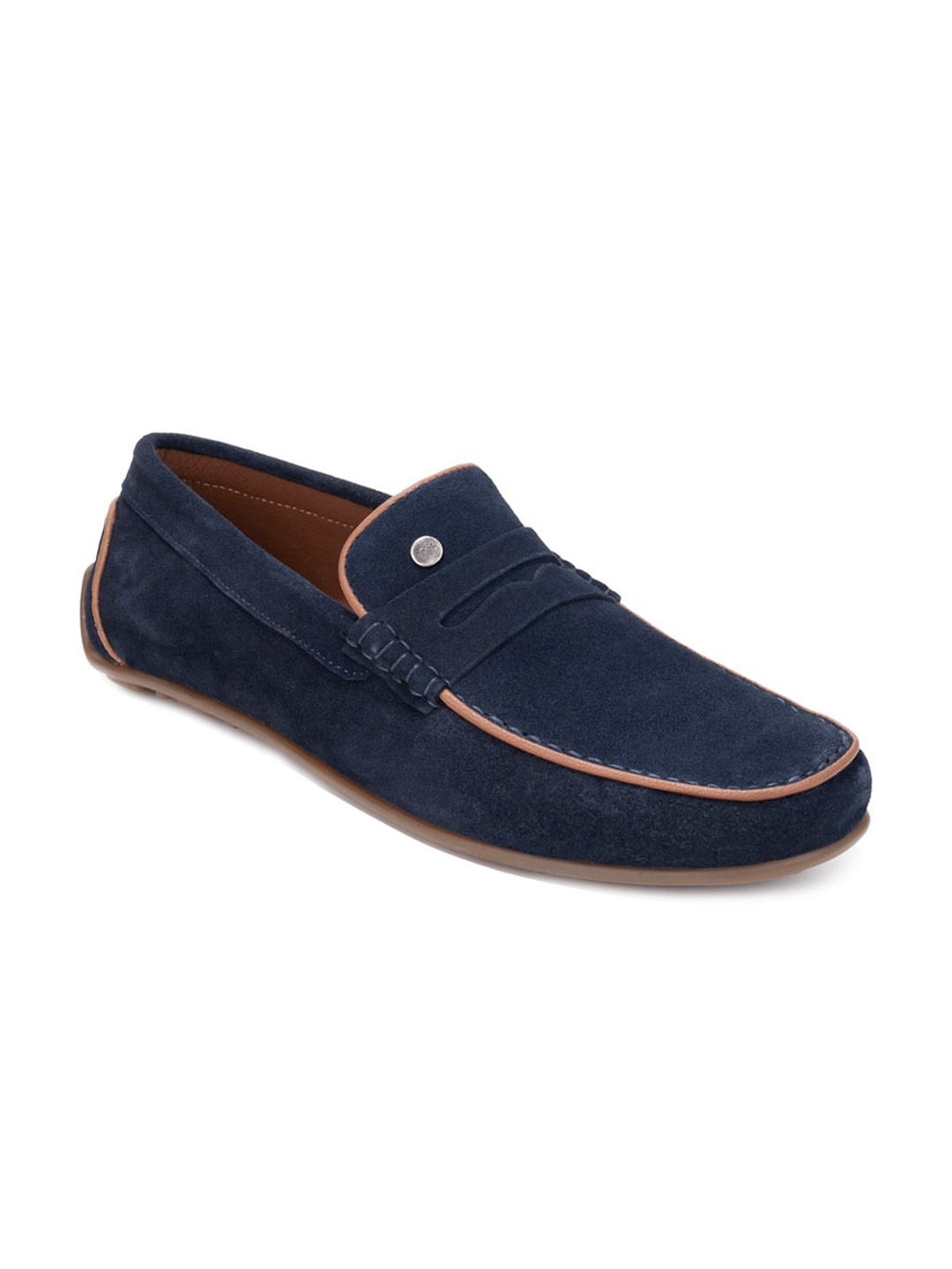 

One8 Men Suede Arch Support Penny Driving Shoes, Navy blue