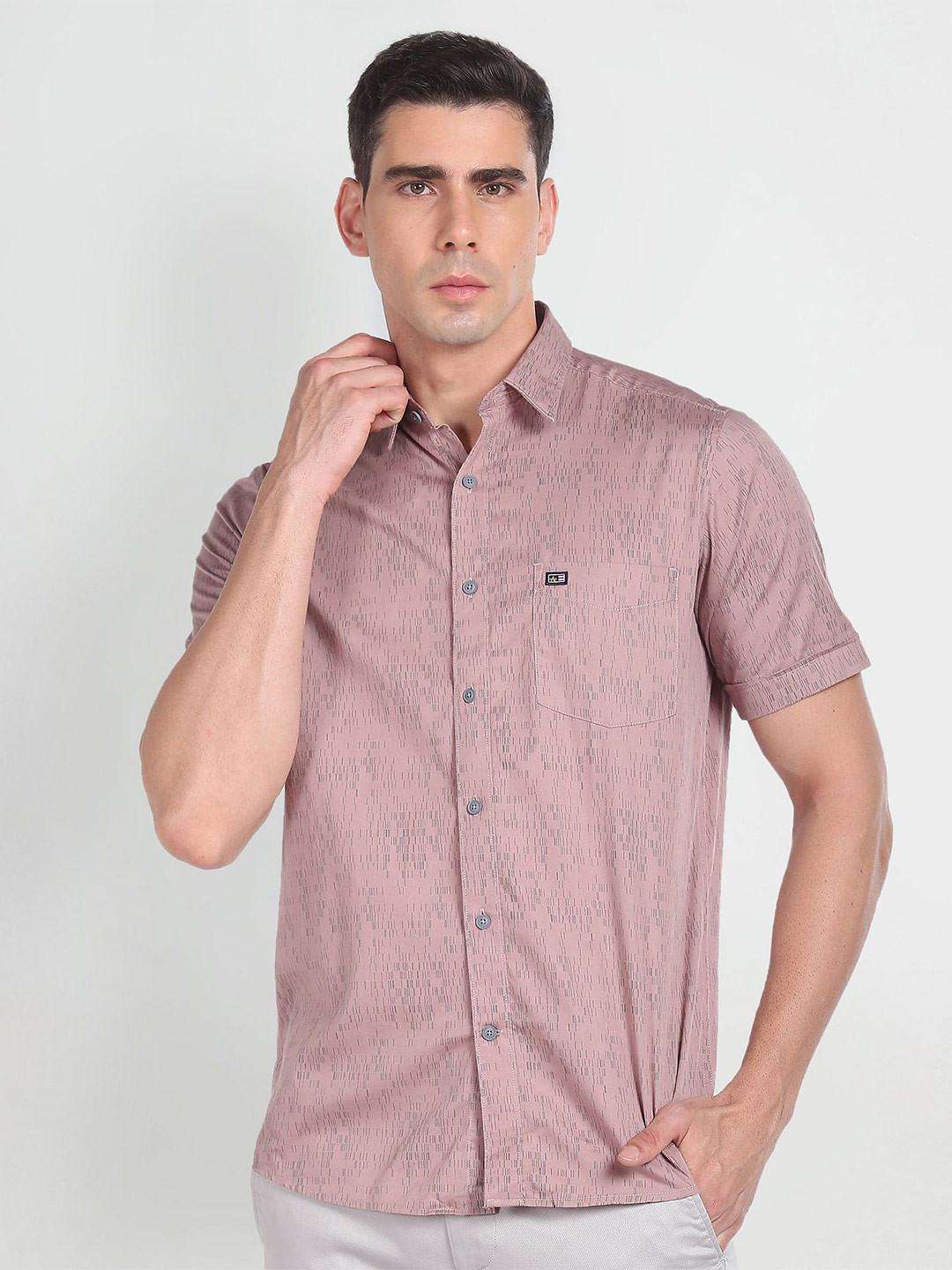 

Arrow Sport Abstract Printed Twill Weave Casual Cotton Shirt, Mauve