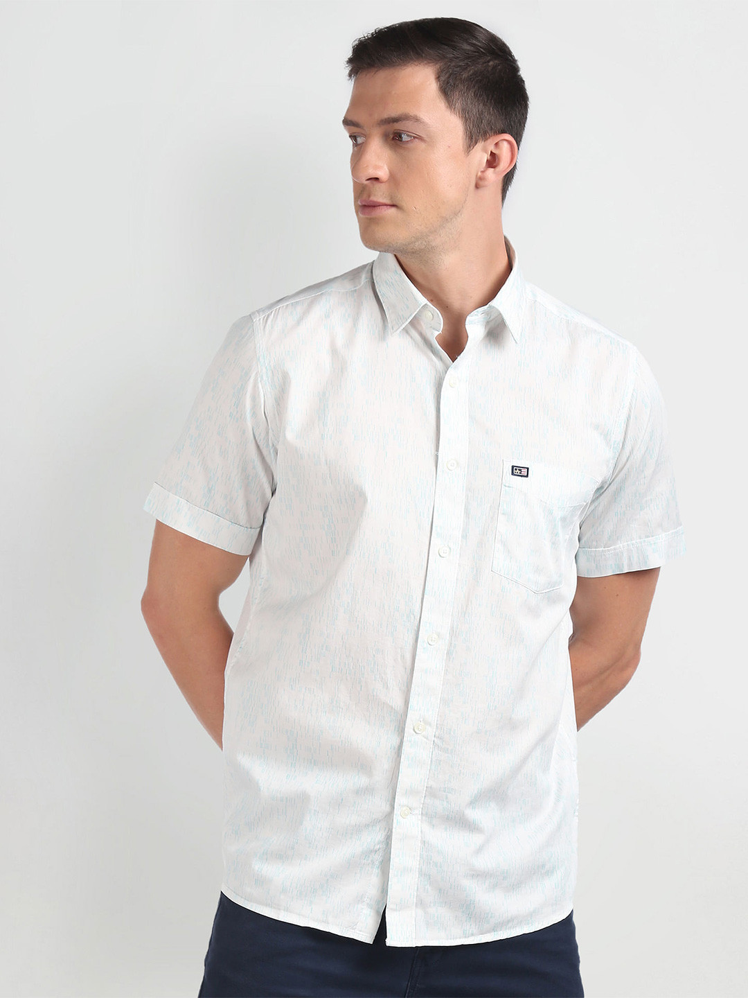 

Arrow Sport Abstract Printed Twill Weave Cotton Casual Shirt, White