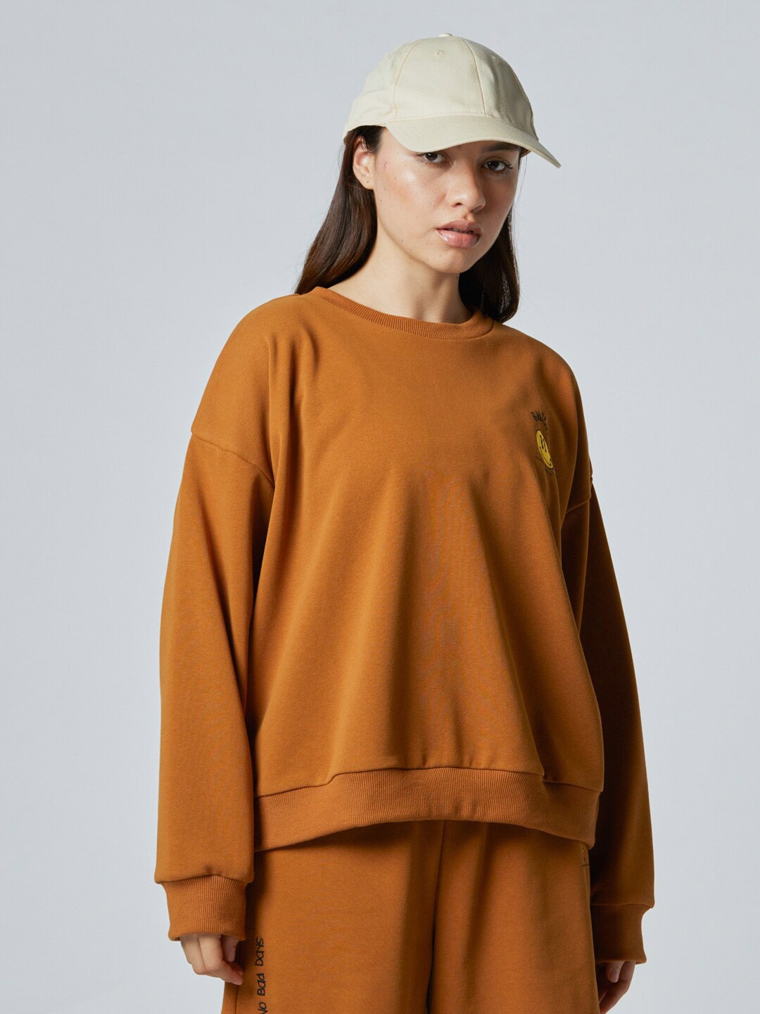 

Koovs Pure Cotton Oversized Sweatshirt, Brown