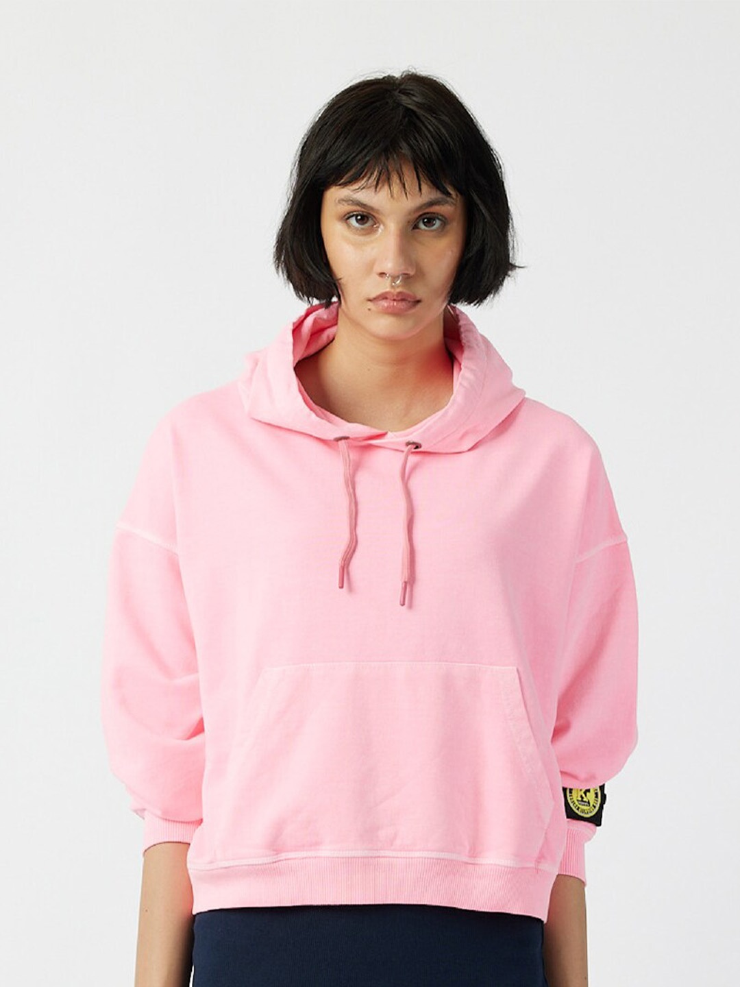 

Koovs Hooded Pure Cotton Sweatshirt, Pink