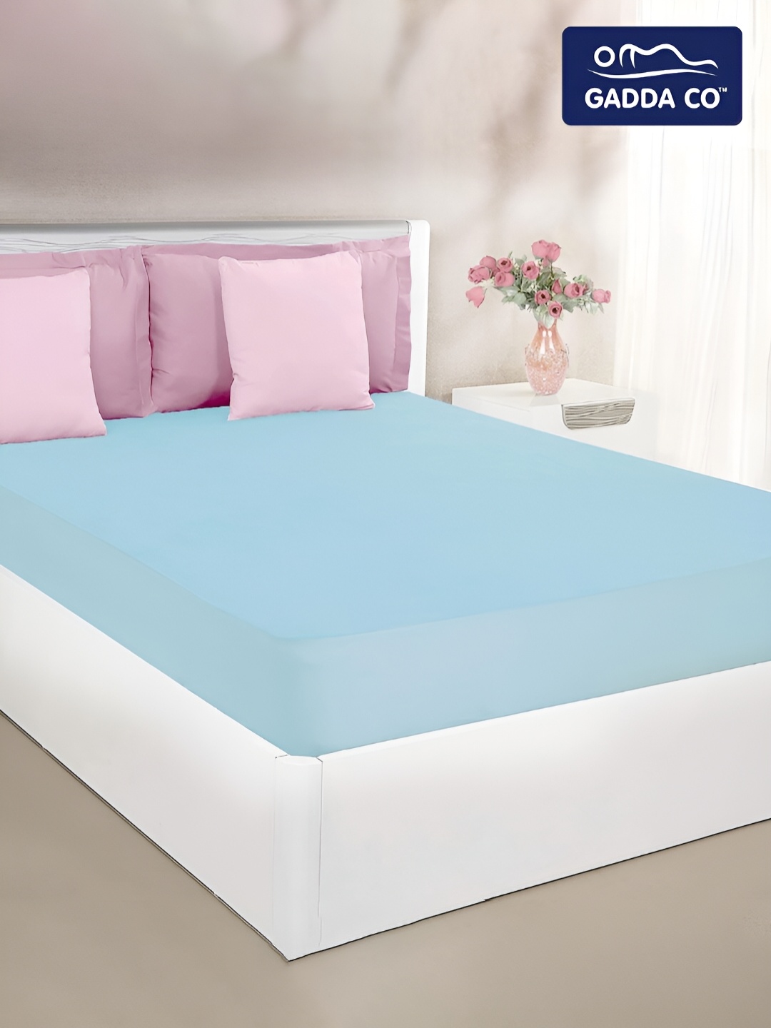 

GADDA CO Waterproof Polycotton Blue Breathable Mattress Protector for Double Bed