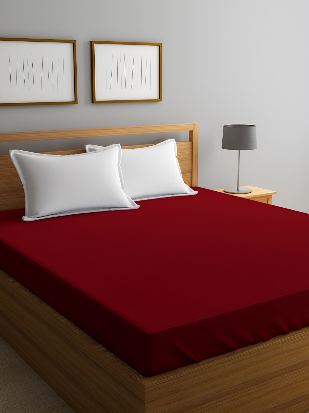 

GADDA CO Soft Waterproof Polycotton Maroon Breathable Mattress Protector for Double Bed