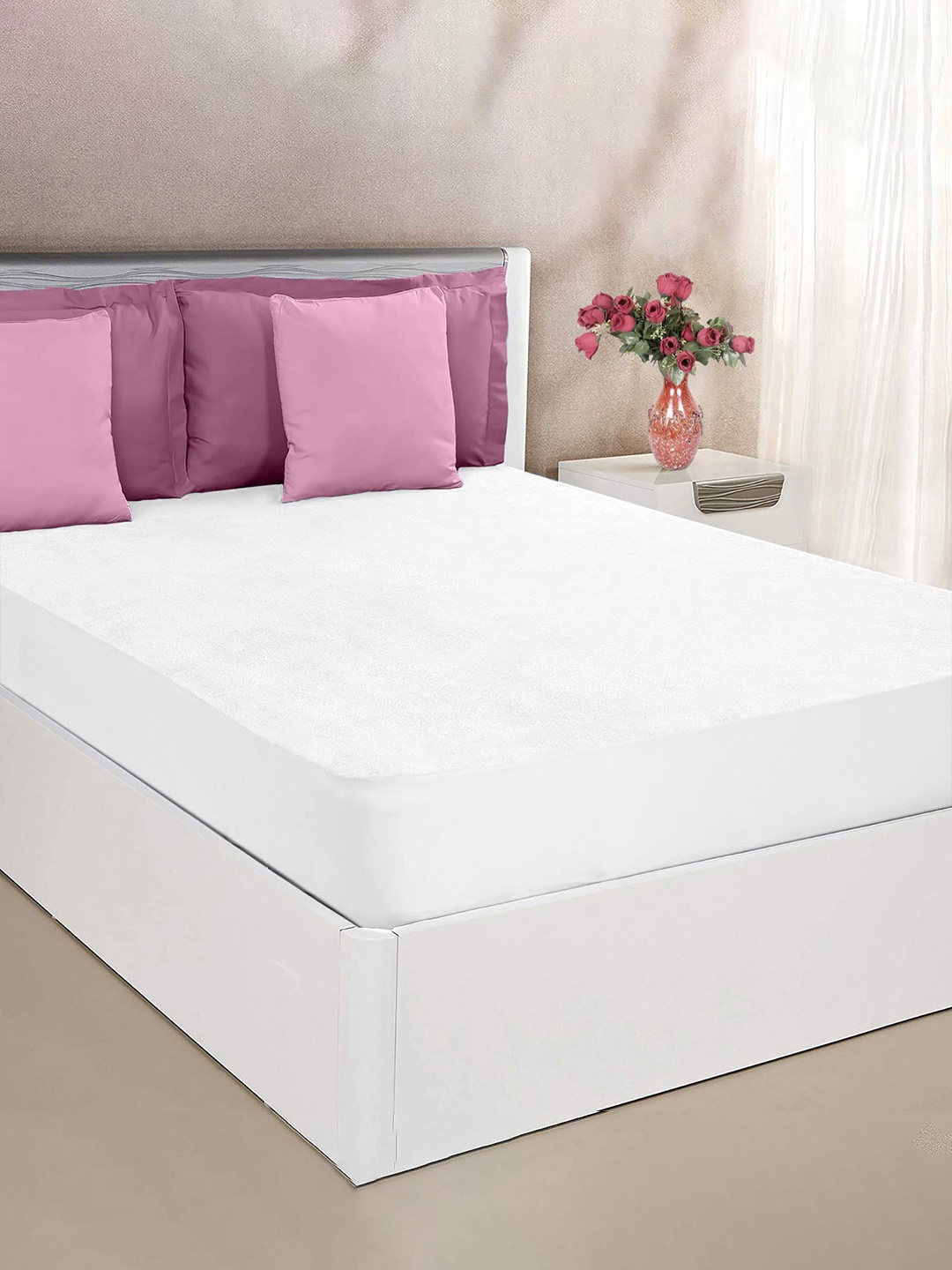 

GADDA CO Soft Waterproof Polycotton White Breathable Mattress Protector for Double Bed