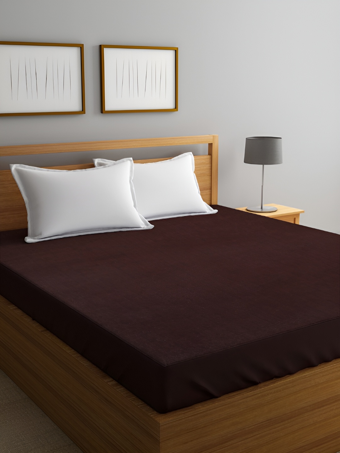 

GADDA CO Soft Waterproof Polycotton Coffee Breathable Mattress Protector for Double Bed, Coffee brown