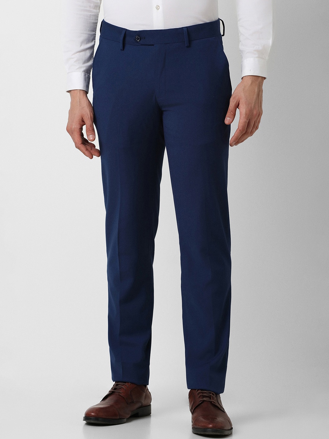 

Peter England Elite Men Slim Fit Mid Rise Formal Trousers, Navy blue