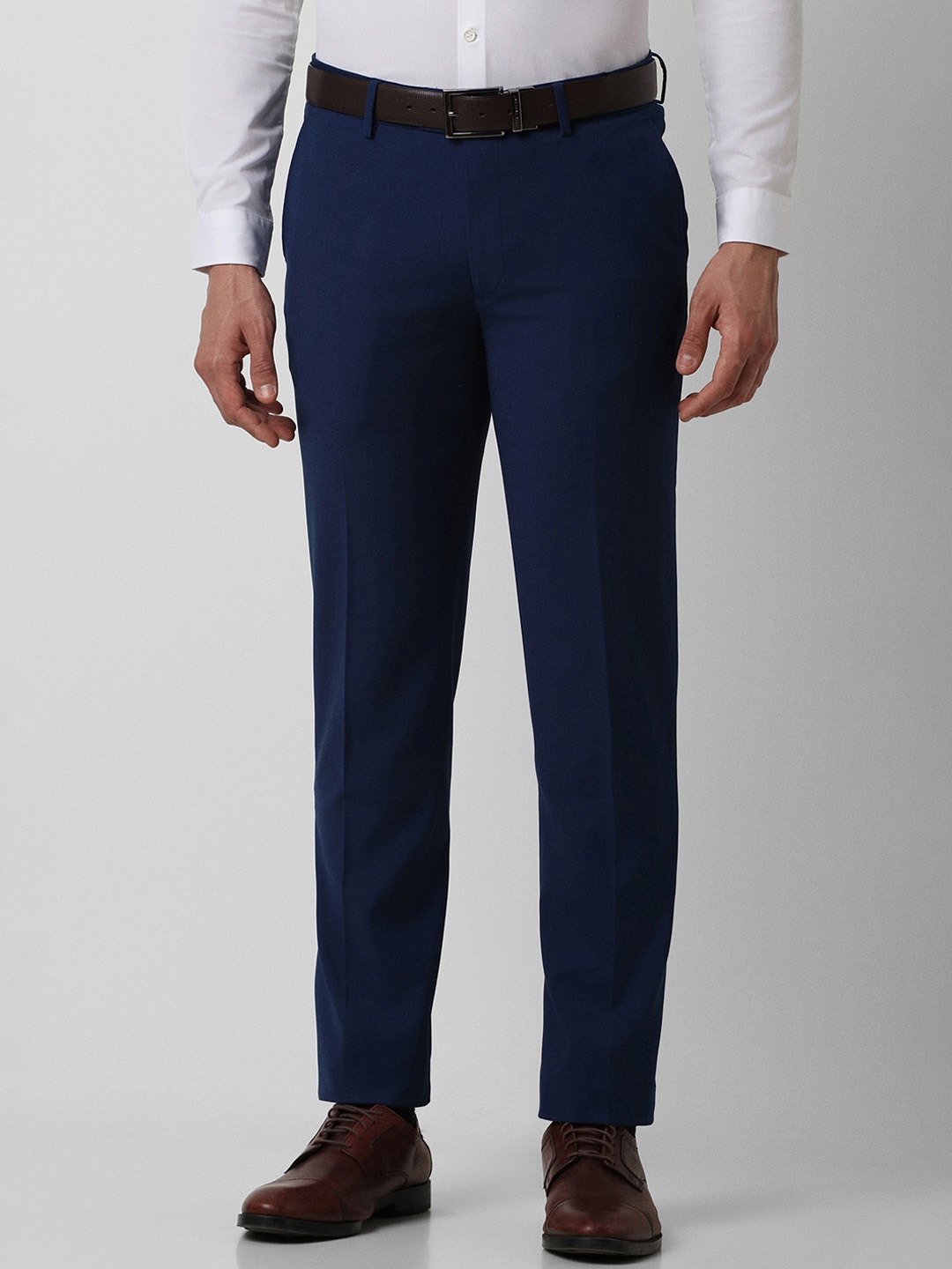 

Peter England Elite Men Slim Fit Mid Rise Formal Trousers, Navy blue