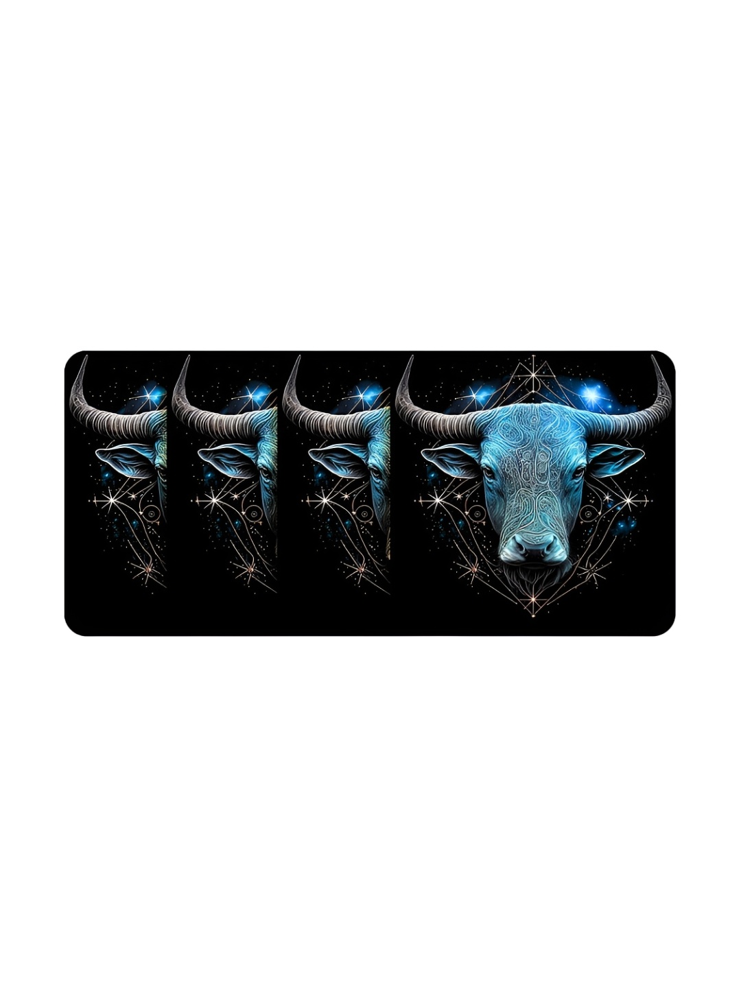 

CLAWCRAFTS Navy Blue 4 Pieces Printed Wooden Tea Coasters