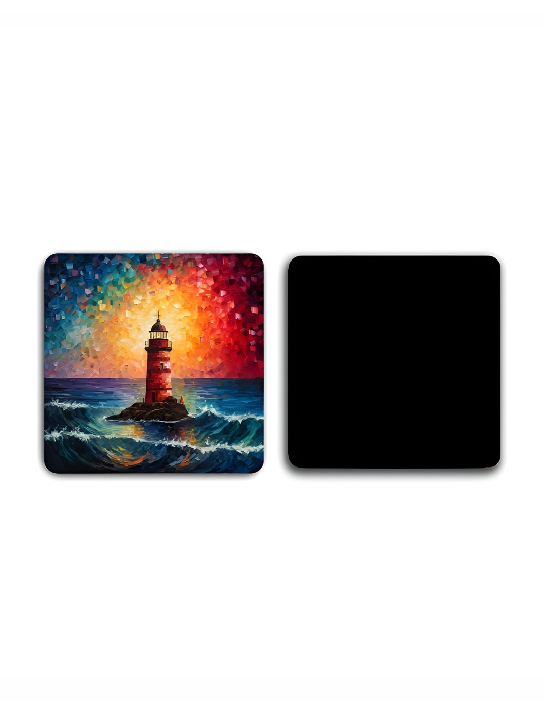

CLAWCRAFTS Blue & Orange 6 Pieces Printed Wooden Coasters With Tray