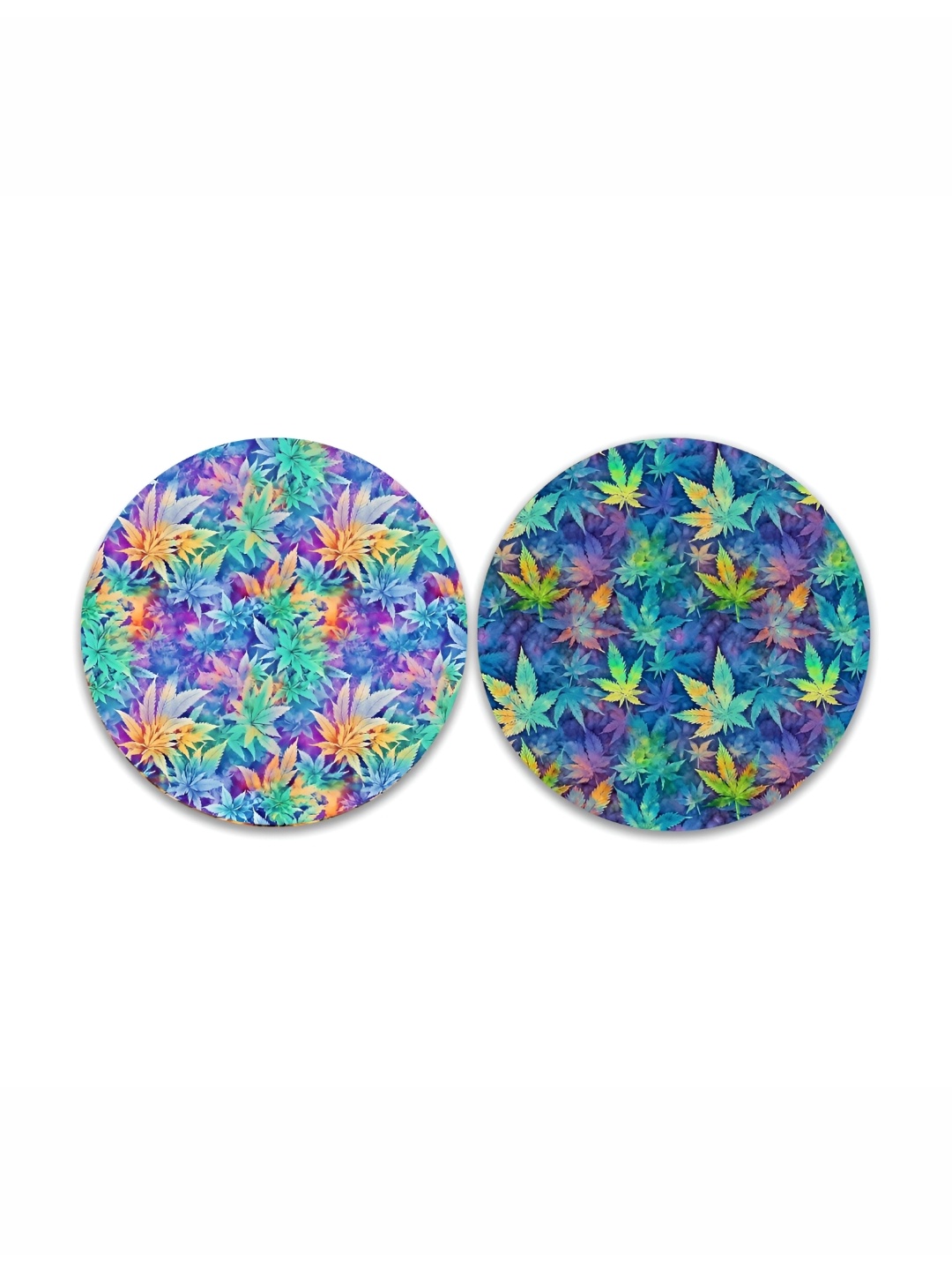 

CLAWCRAFTS Blue 6 Pieces Floral Printed Wooden Coasters