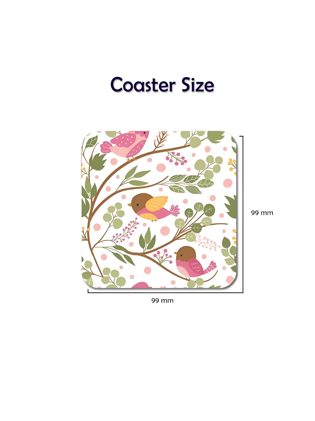 

CLAWCRAFTS Green & Pink 6 Pieces Printed Wooden Coasters With Tray