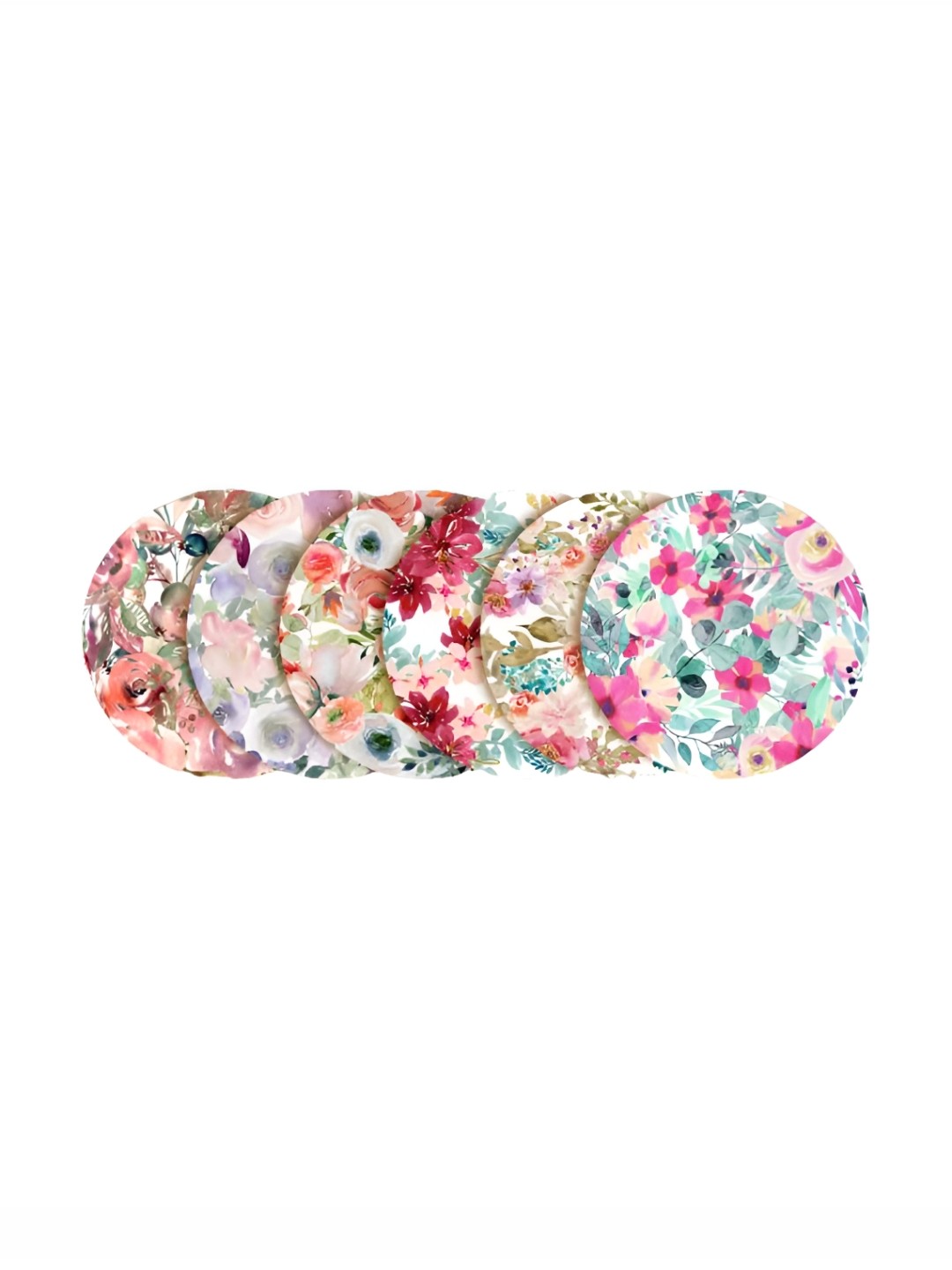 

CLAWCRAFTS Pink & Blue 6 Pieces Printed Wooden Tableware Tea Coasters