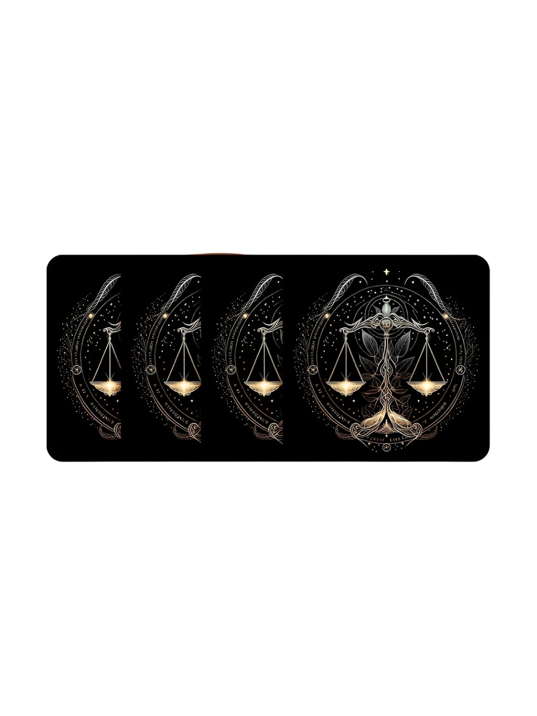 

CLAWCRAFTS 4 Pcs Black & Golden Printed Non-Slip Wooden Coasters