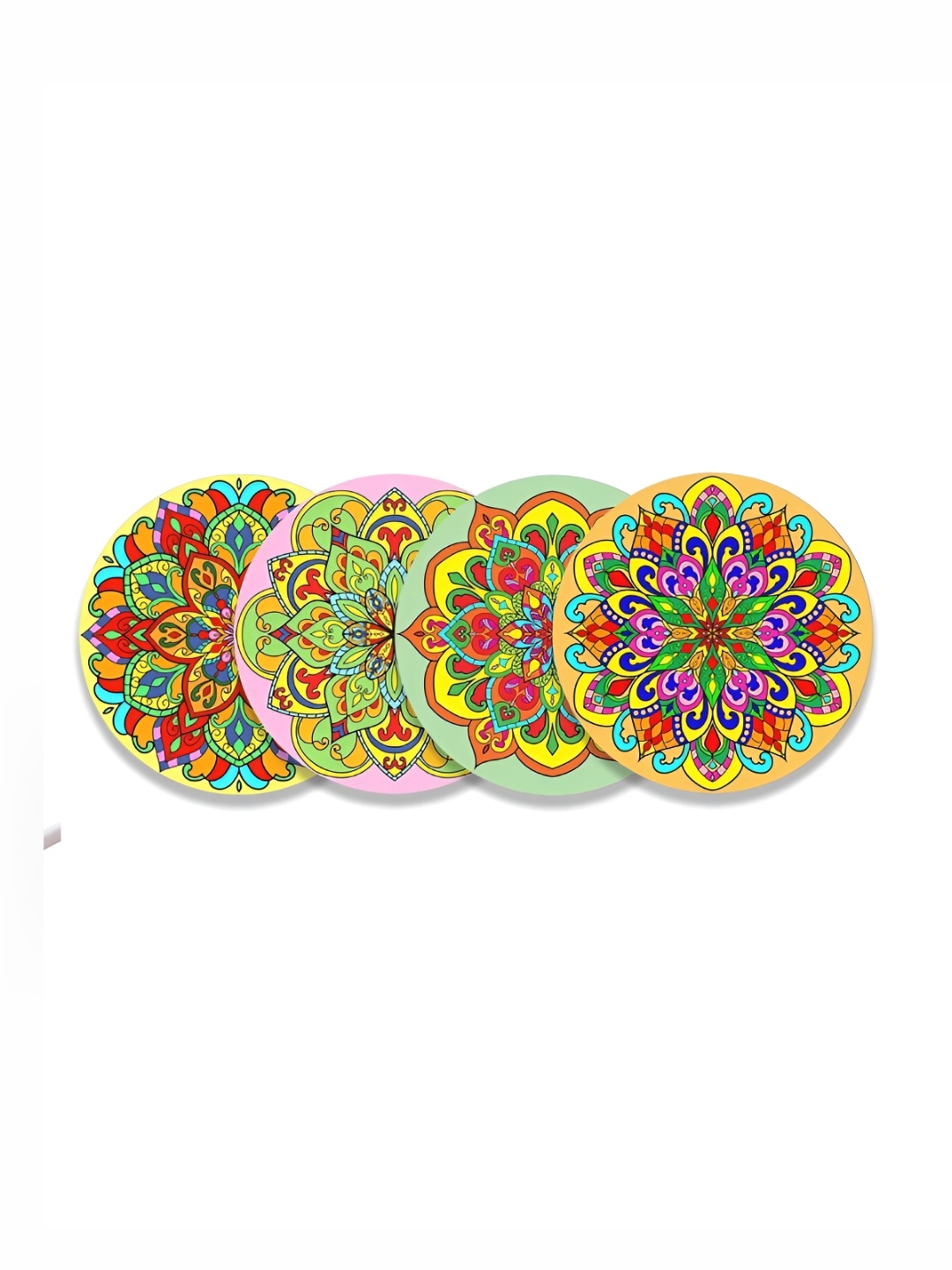 

CLAWCRAFTS 6 Pcs Green & Red Printed Non-Slip Wooden Coasters