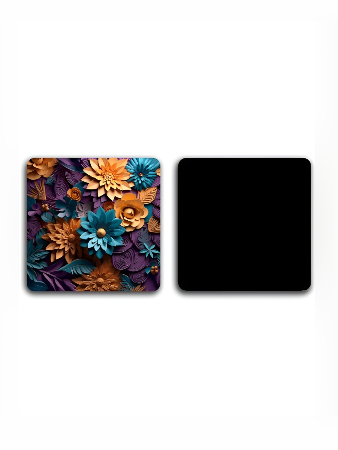 

CLAWCRAFTS Blue & Orange 6 Pieces Printed Wooden Coasters With Tray