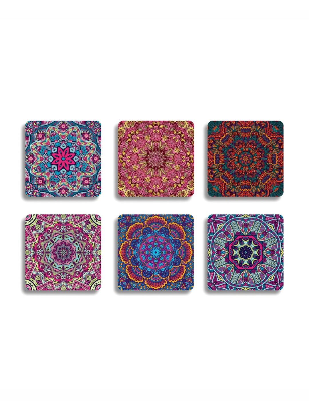 

CLAWCRAFTS Blue & Pink 6 Pieces Printed Wooden Coasters